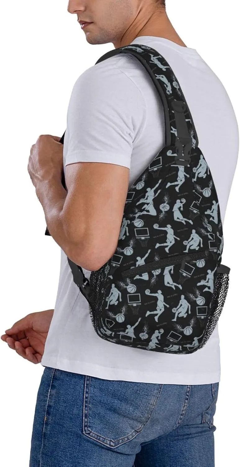 Basketball Net Dribble Jump Shot Chest Bags Crossbody Sling Bag Shoulder Bag Travel Hiking Daypack For Men Women