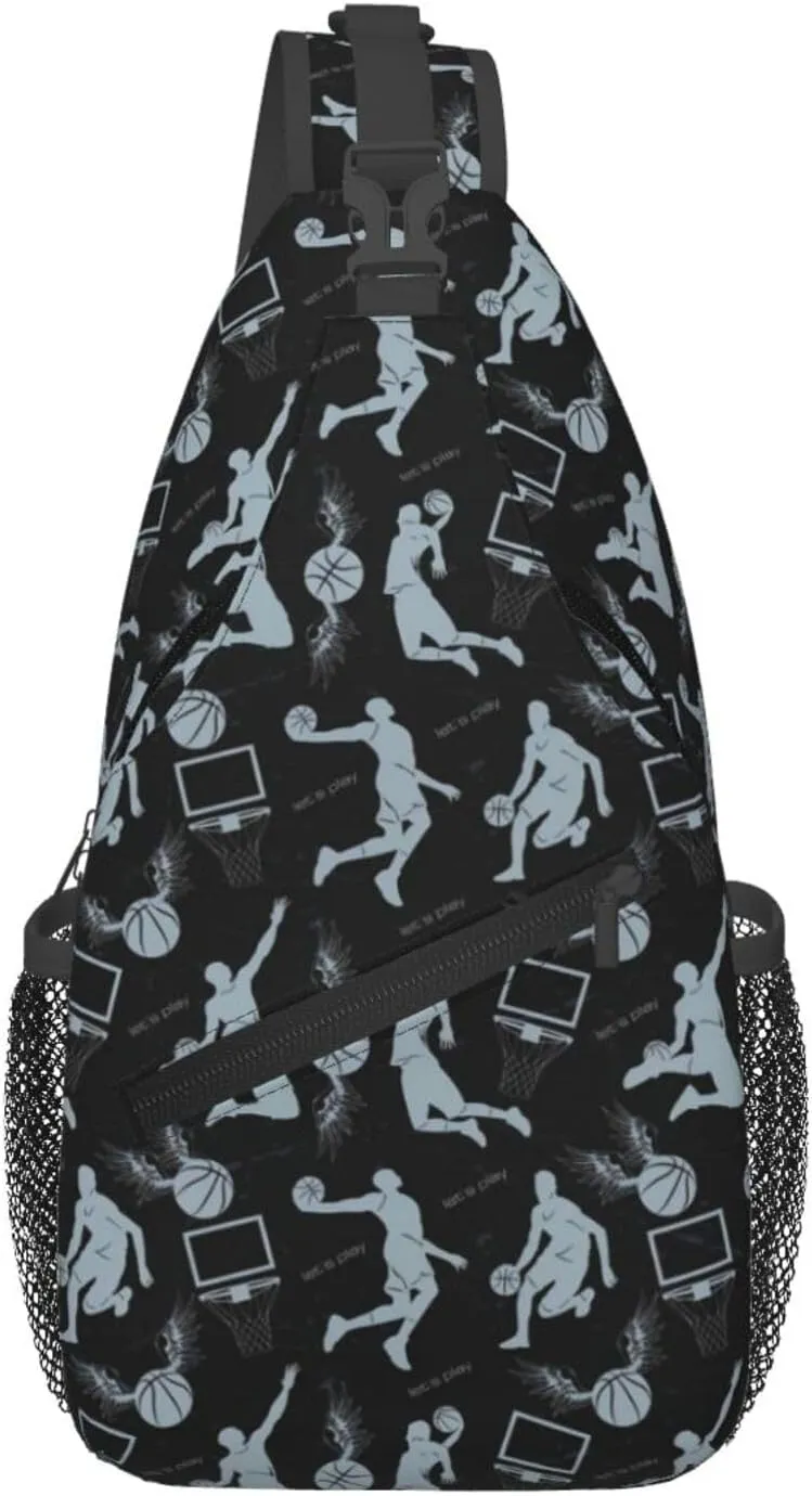 Basketball Net Dribble Jump Shot Chest Bags Crossbody Sling Bag Shoulder Bag Travel Hiking Daypack For Men Women