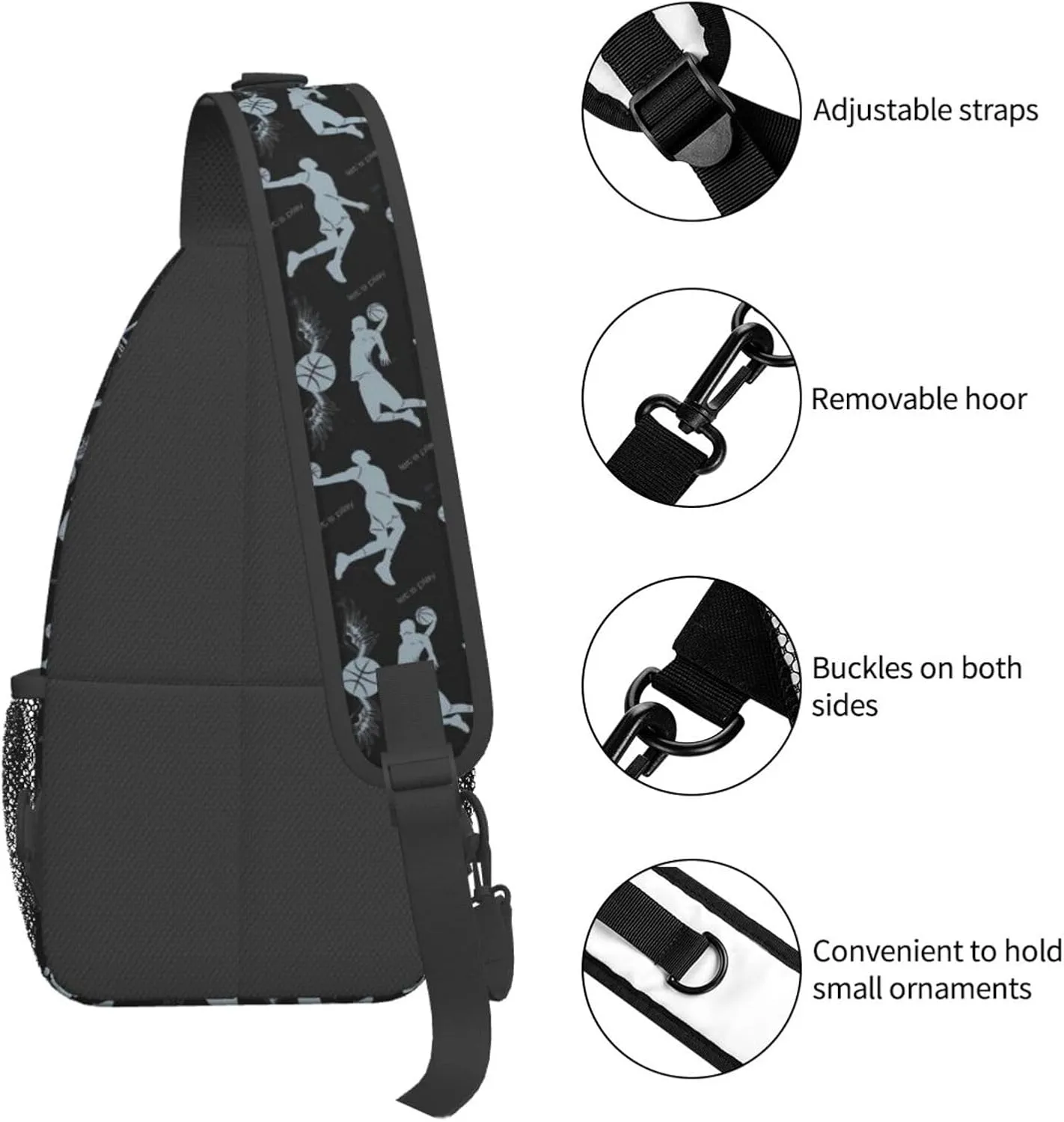 Basketball Net Dribble Jump Shot Chest Bags Crossbody Sling Bag Shoulder Bag Travel Hiking Daypack For Men Women