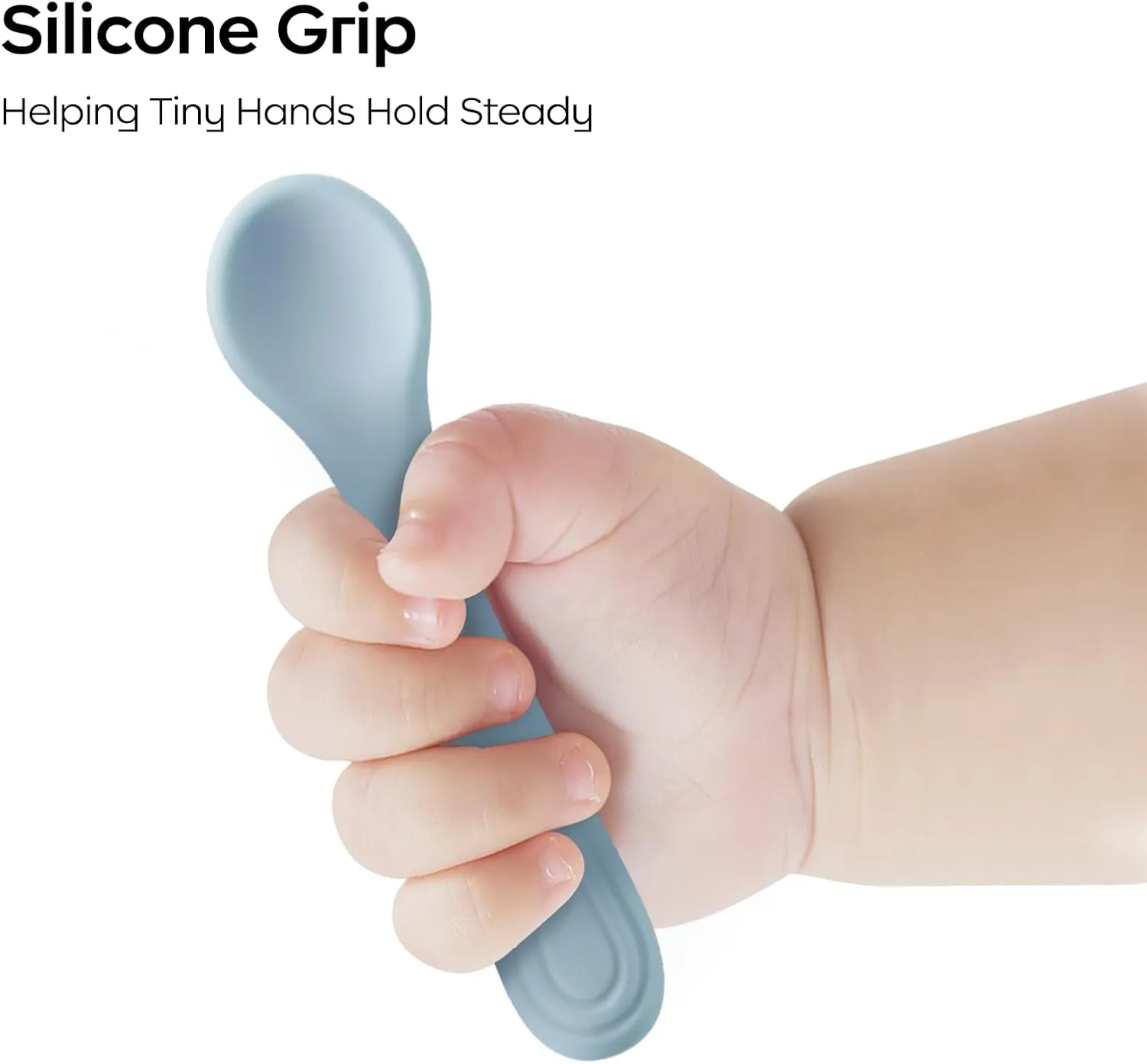 Bc Babycare Toddler Forks and Spoons Set, Silicone Toddler Utensil Set for Baby, Self Feeding Baby Feeding Spoon and Fork for Boys and Girls 2 Pack Blue & Green