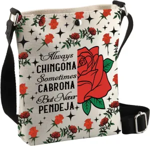 BDPWSS Latina Gift Always Chingona Sometimes Cabrona But Never Pendeja Crossbody Bag Spanglish Gift Latina Power Gift