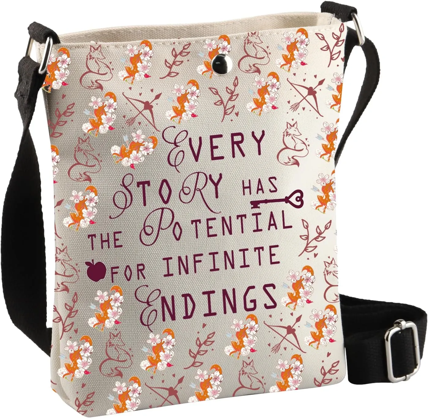 BDPWSS The Archer & The Fox Gifts Every Story Has The Potential For Infinite Endings Book Quote Lover OUABH Crossbody Bag