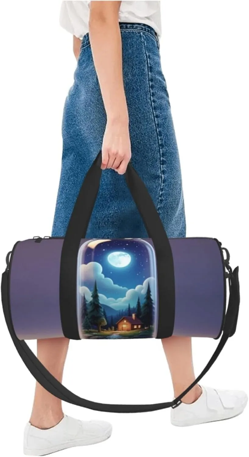 Beautiful bottle of under the night sky Printed Travel Bag,Round Personal Item Storage bag,Foldie Duffel Bag for Traveling Vacation,Fitness,Sports