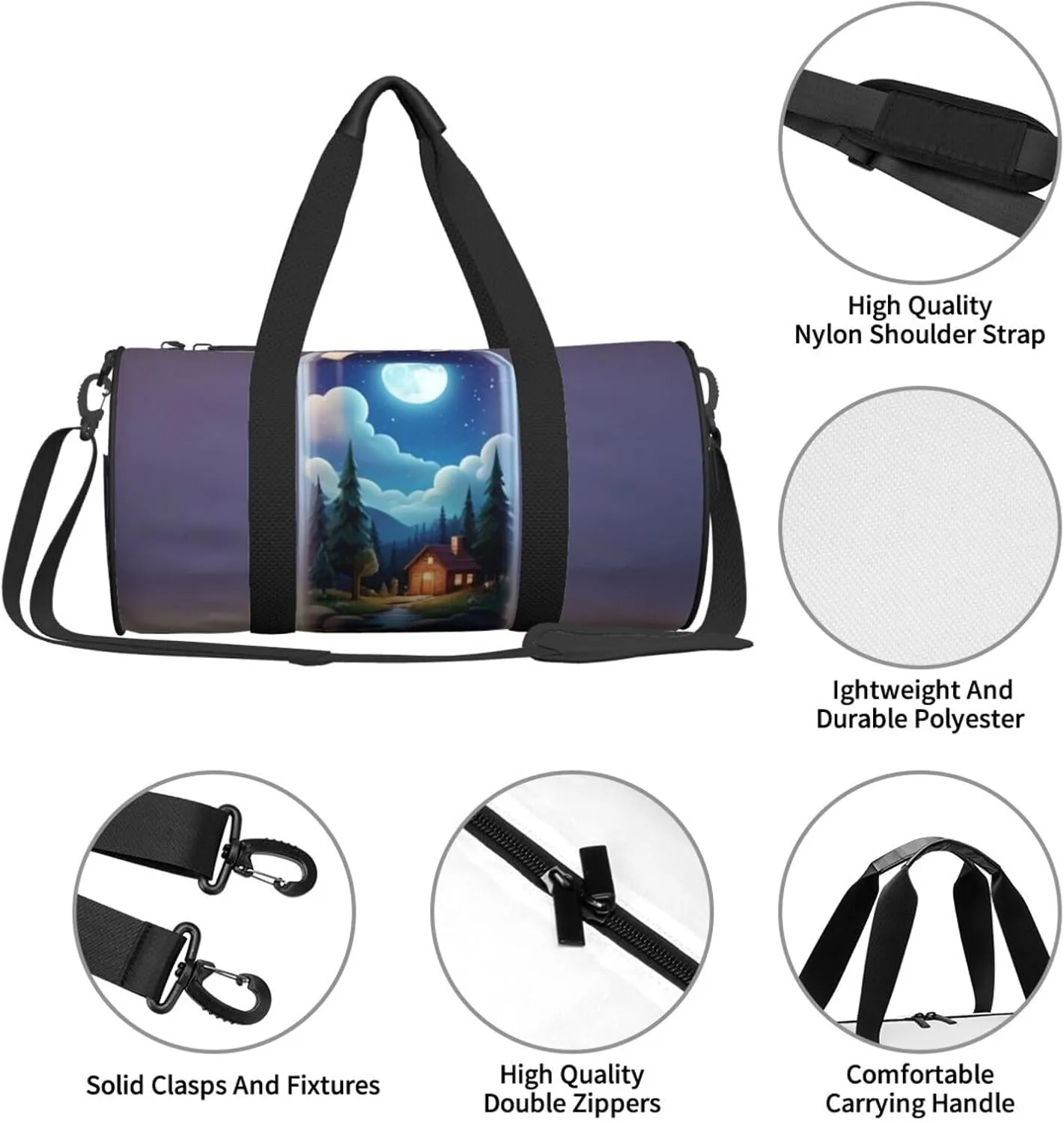 Beautiful bottle of under the night sky Printed Travel Bag,Round Personal Item Storage bag,Foldie Duffel Bag for Traveling Vacation,Fitness,Sports