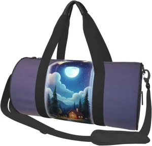 Beautiful bottle of under the night sky Printed Travel Bag,Round Personal Item Storage bag,Foldie Duffel Bag for Traveling Vacation,Fitness,Sports