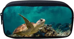 Beauty Collector Animal Turtle Pencil Bags for Girls Kids Canvas Pen Case Zipper Soft Stationery Pouch Makeup Cosmetic Bag