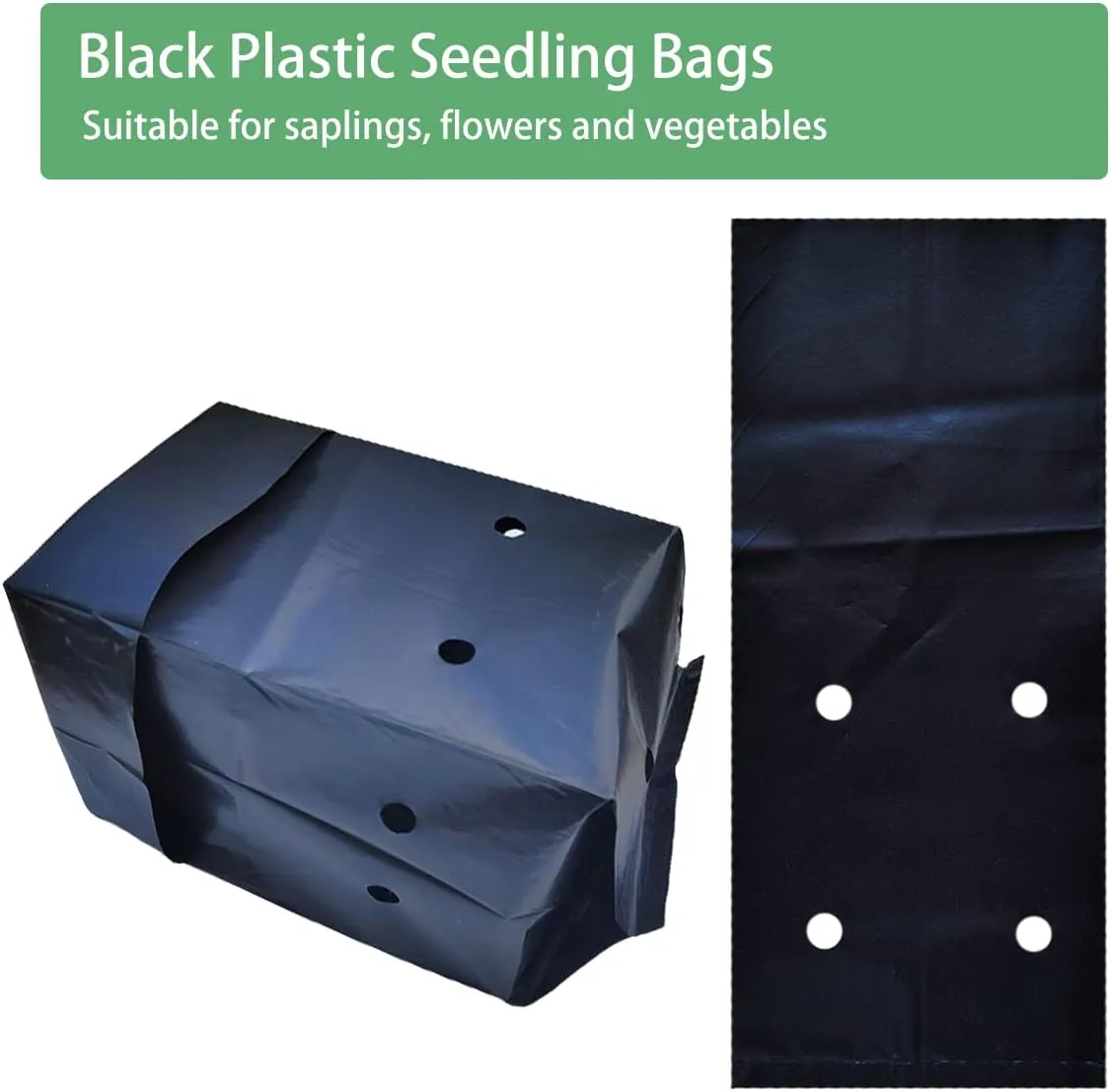 Belit Nursery Growing Bags, 100 Pcs Black Plastic Seedling Pots for Gardening Seed Plant Bags, Fruit Tree Seedling, Starting saplings(7"x8.7")