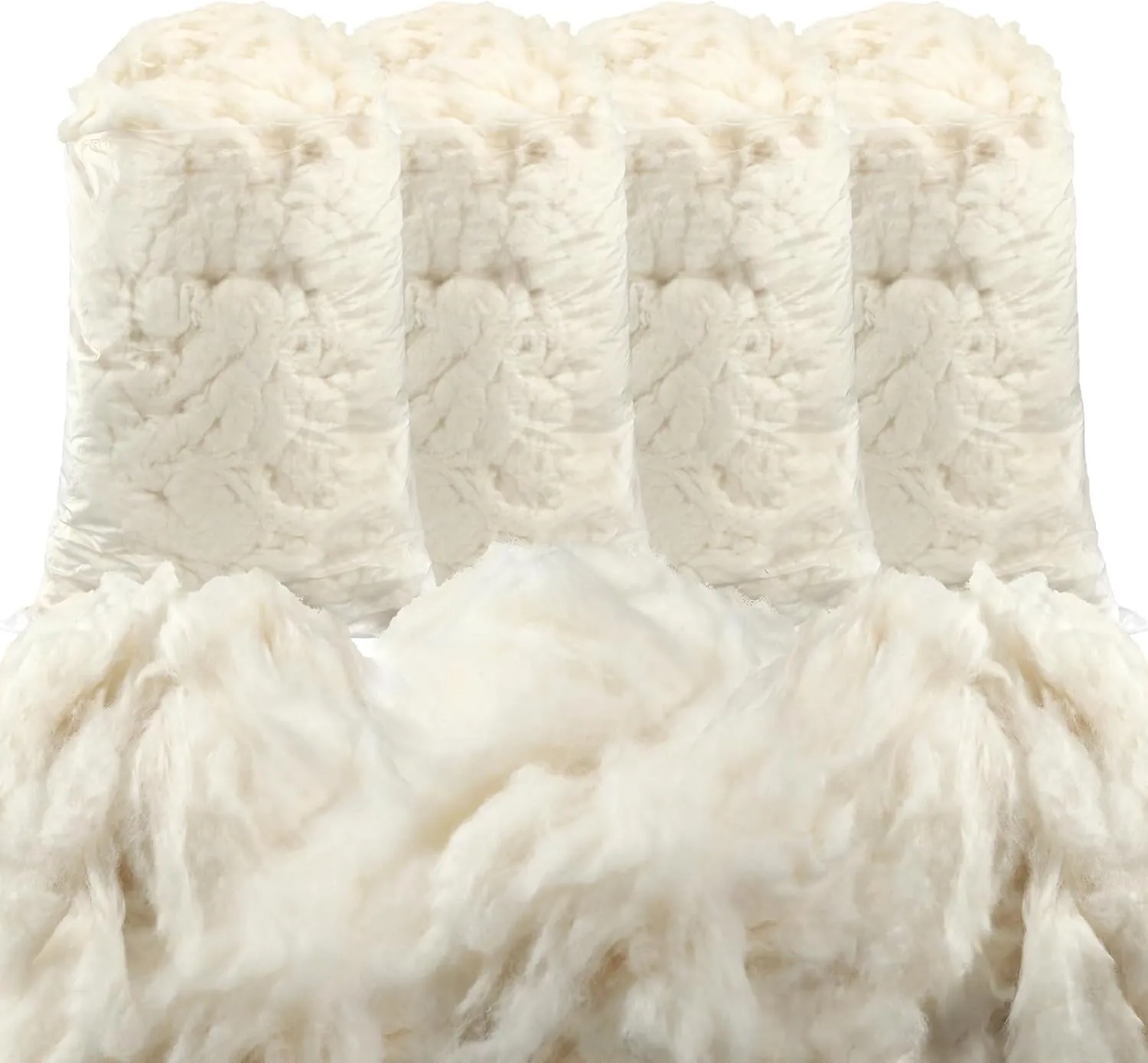 Berlune Organic Raw Cotton Stuffing Natural Cotton Filling for Pillow Upholstery Couch Dolls Art Crafts Stuffed Animals Filler(4.4 lb,White)