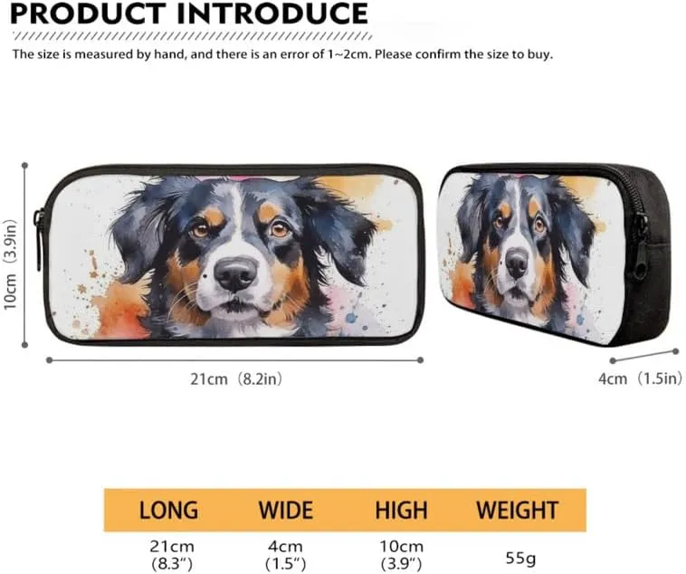 Bernese Mountain Dog Backpack Elementary Primary Students Bookbag with Cute Dog Watercolor Painting Lunch Box Pencil Case for Kids Youth High School Bagpack Shoulder Bags
