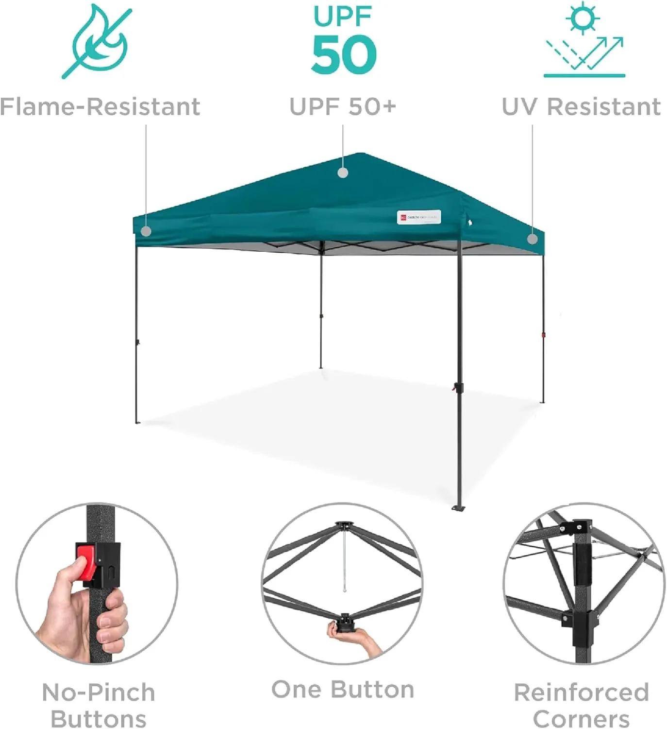 Best Choice Products 12x12ft 1-Person Setup Pop Up Canopy Tent Instant Portable Shelter w/ 1-Button Push, Case, 4 Weight Bags - Cerulean