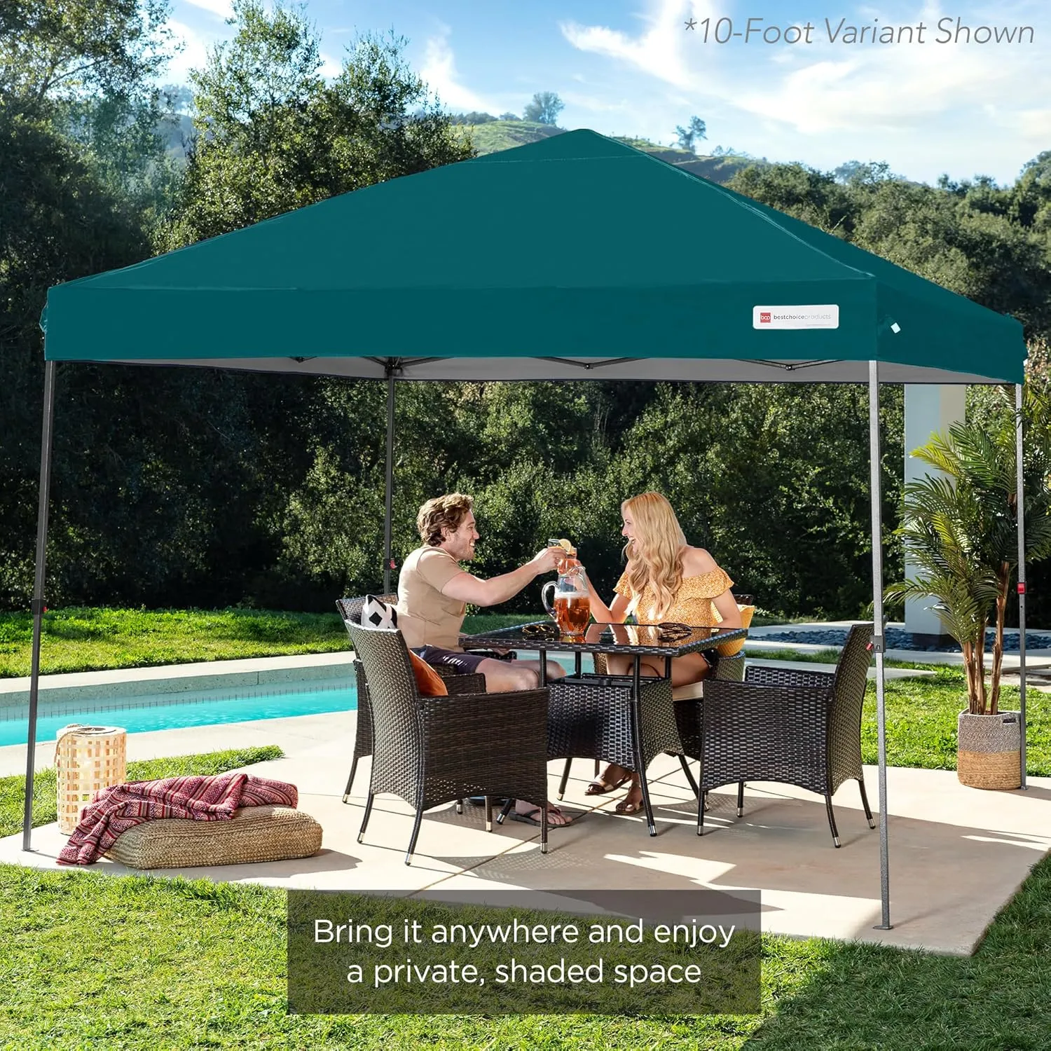 Best Choice Products 12x12ft 1-Person Setup Pop Up Canopy Tent Instant Portable Shelter w/ 1-Button Push, Case, 4 Weight Bags - Cerulean