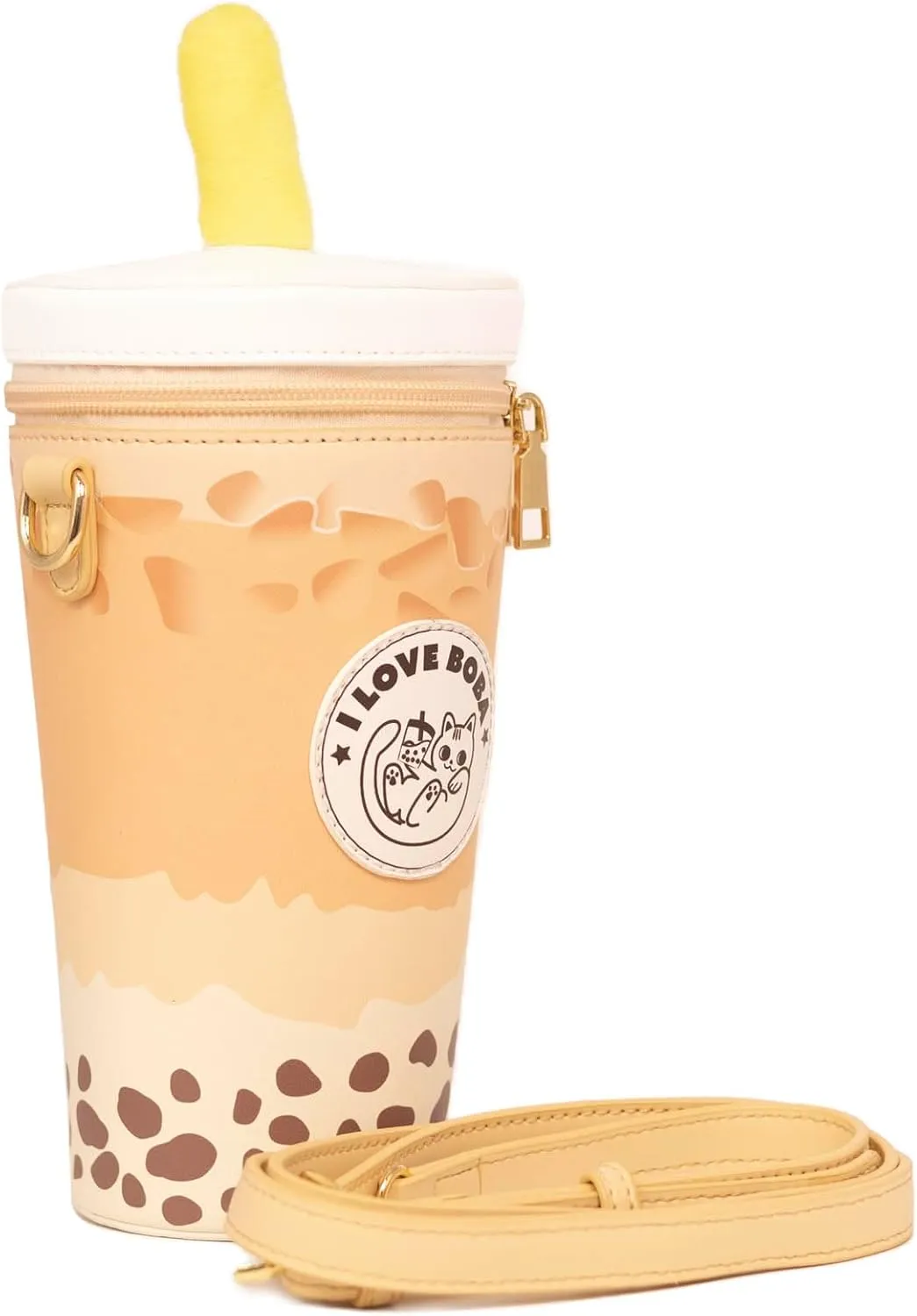 Bewaltz Novelty Handbag, Fun Shape Tween Style - Sauce Packet Crossbody (Boba Milk Tea - Original)