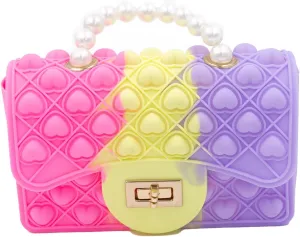 Bewaltz Novelty Handbag, Fun Shape Tween Style - Sauce Packet Crossbody (Fidget Pearl Handbag - Cotton Candy)