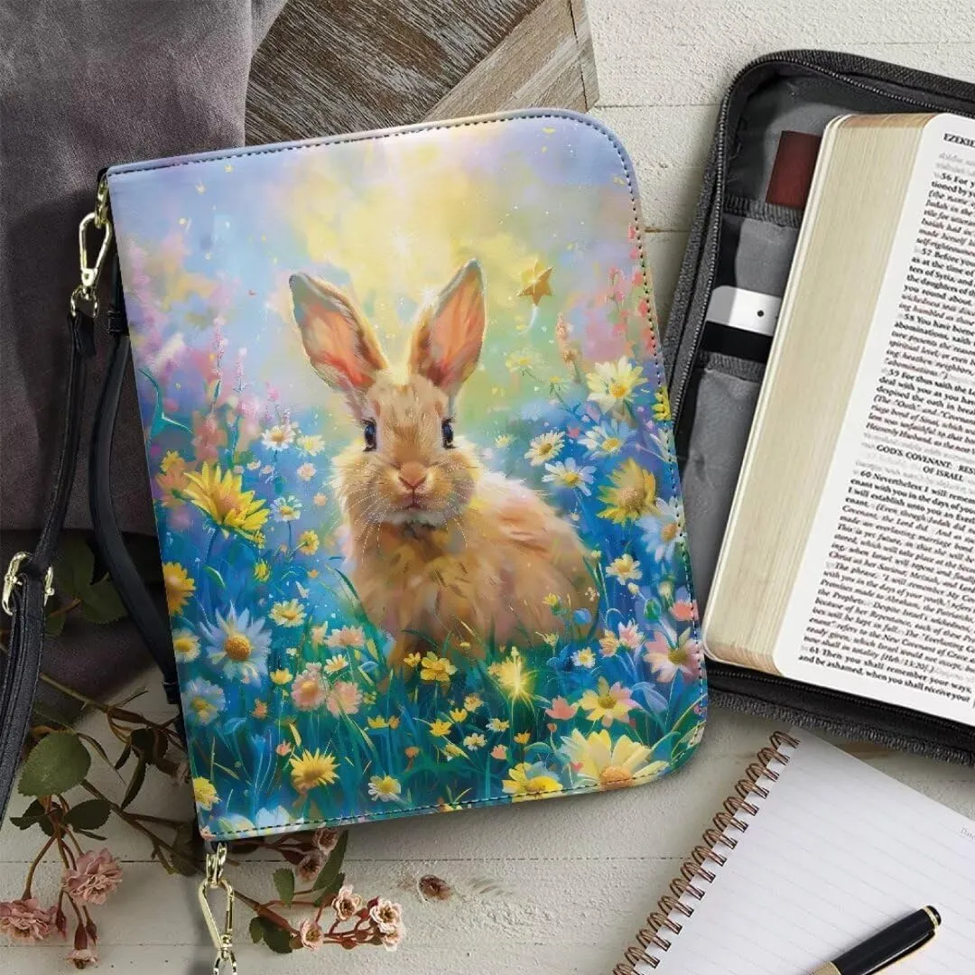 Bible Cover Case Leather Bible Coves Bible Covers Bible Carrying Case with Zipper Detachable Strap for Women Men