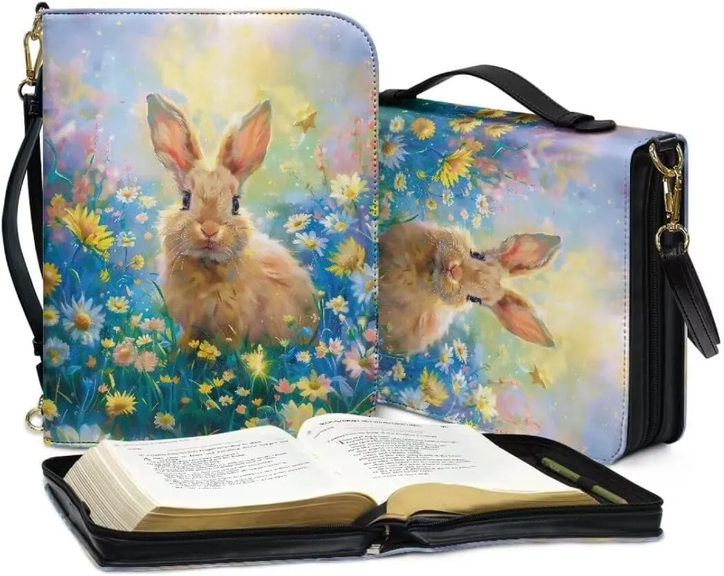 Bible Cover Case Leather Bible Coves Bible Covers Bible Carrying Case with Zipper Detachable Strap for Women Men