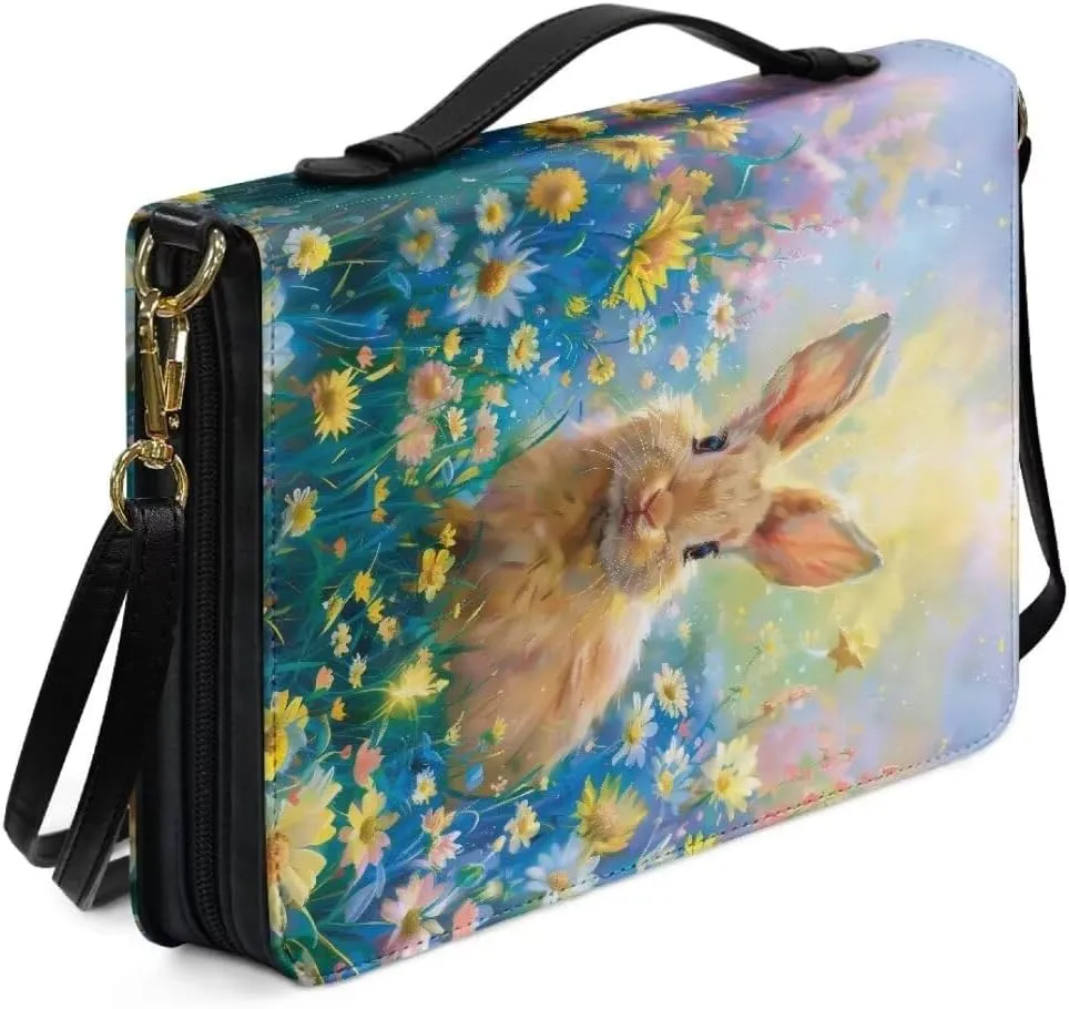 Bible Cover Case Leather Bible Coves Bible Covers Bible Carrying Case with Zipper Detachable Strap for Women Men