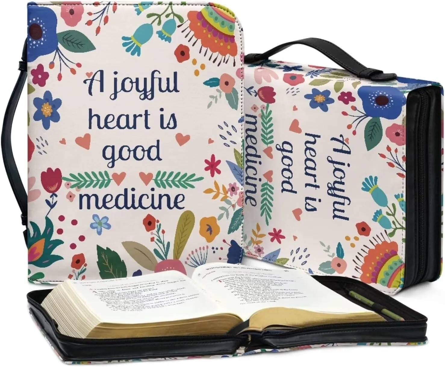Bible Covers Bible Case for Women PU Leather Bible Bag Bible Holder Church Book Cover with Handle Built-in Pocket