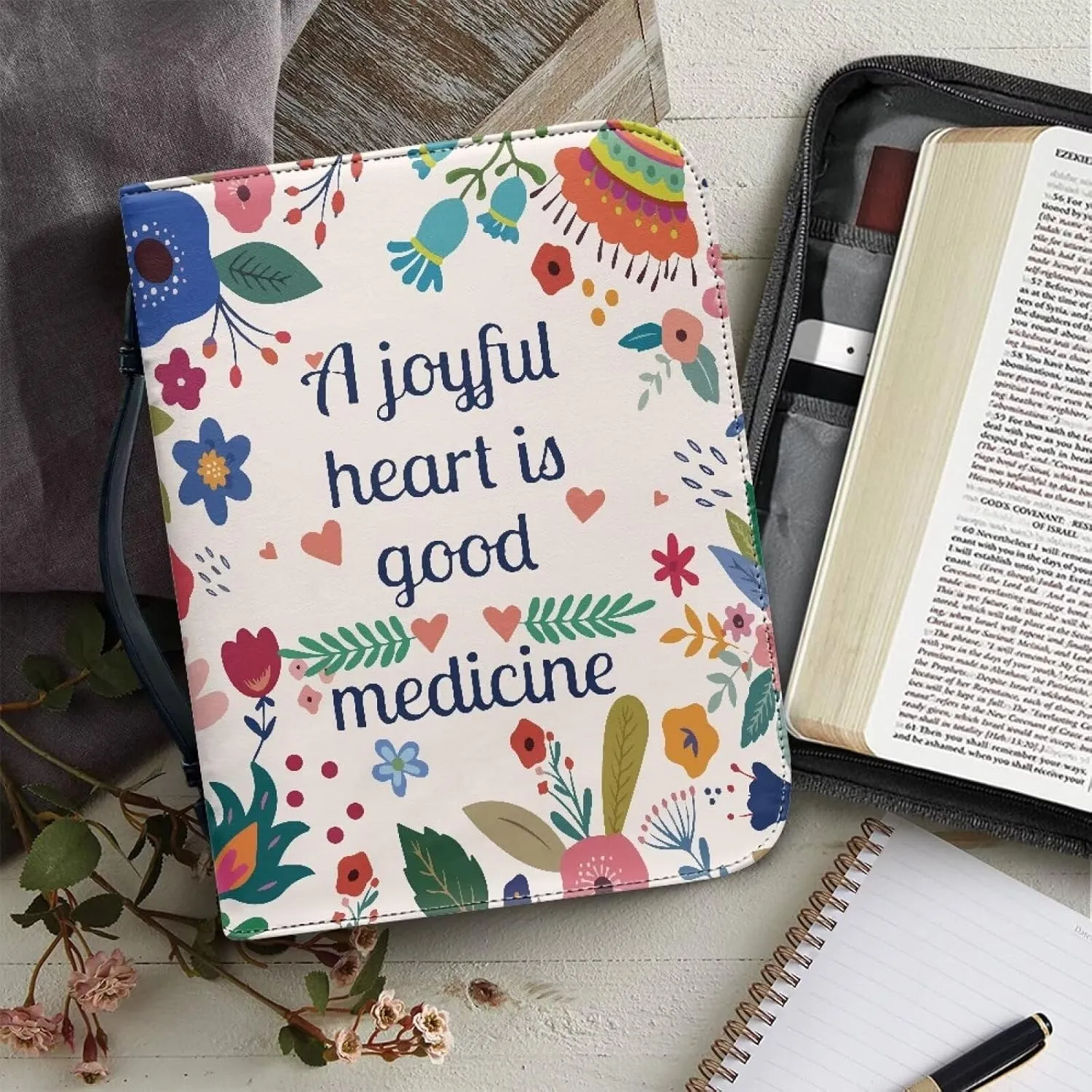 Bible Covers Bible Case for Women PU Leather Bible Bag Bible Holder Church Book Cover with Handle Built-in Pocket