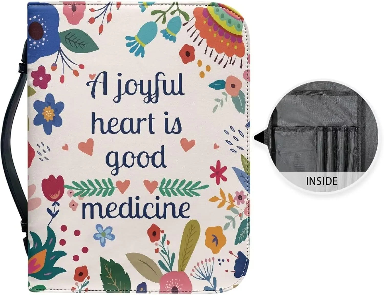 Bible Covers Bible Case for Women PU Leather Bible Bag Bible Holder Church Book Cover with Handle Built-in Pocket