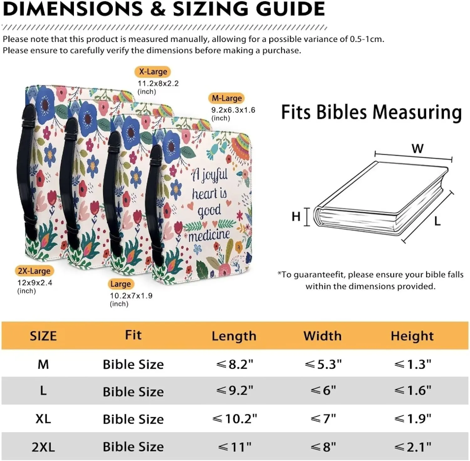 Bible Covers Bible Case for Women PU Leather Bible Bag Bible Holder Church Book Cover with Handle Built-in Pocket