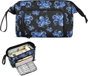 Big Capacity Pencil Pen Case for Adults, Octopus Pencil Bags Portable Makeup Bag Stationery Storage for College Office