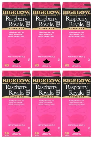Bigelow Raspberry Royale Tea Bags 28-Count Boxes (Pack of 6) Black Tea Bags All Natural Gluten Free Rich in Antioxidants