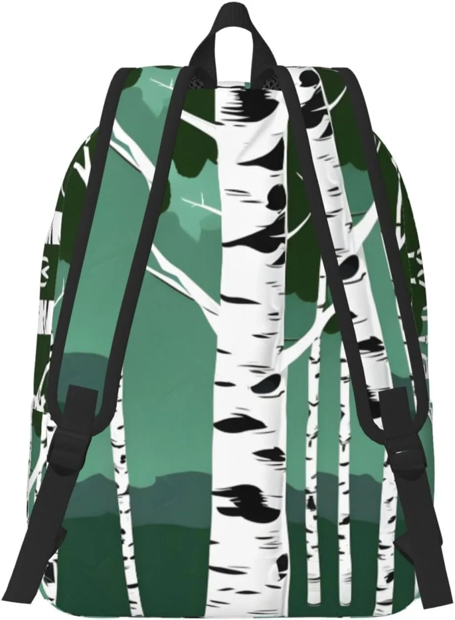 Birch Trees Durable Rucksack For Laptop,Excursion Backpack,Travel Notebook Carrier,Book Bags For Men Women