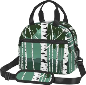 Birch Trees Insulated Lunch Box Lunch Bag For Women Men Adult Size Reusable For Work Travel Outings
