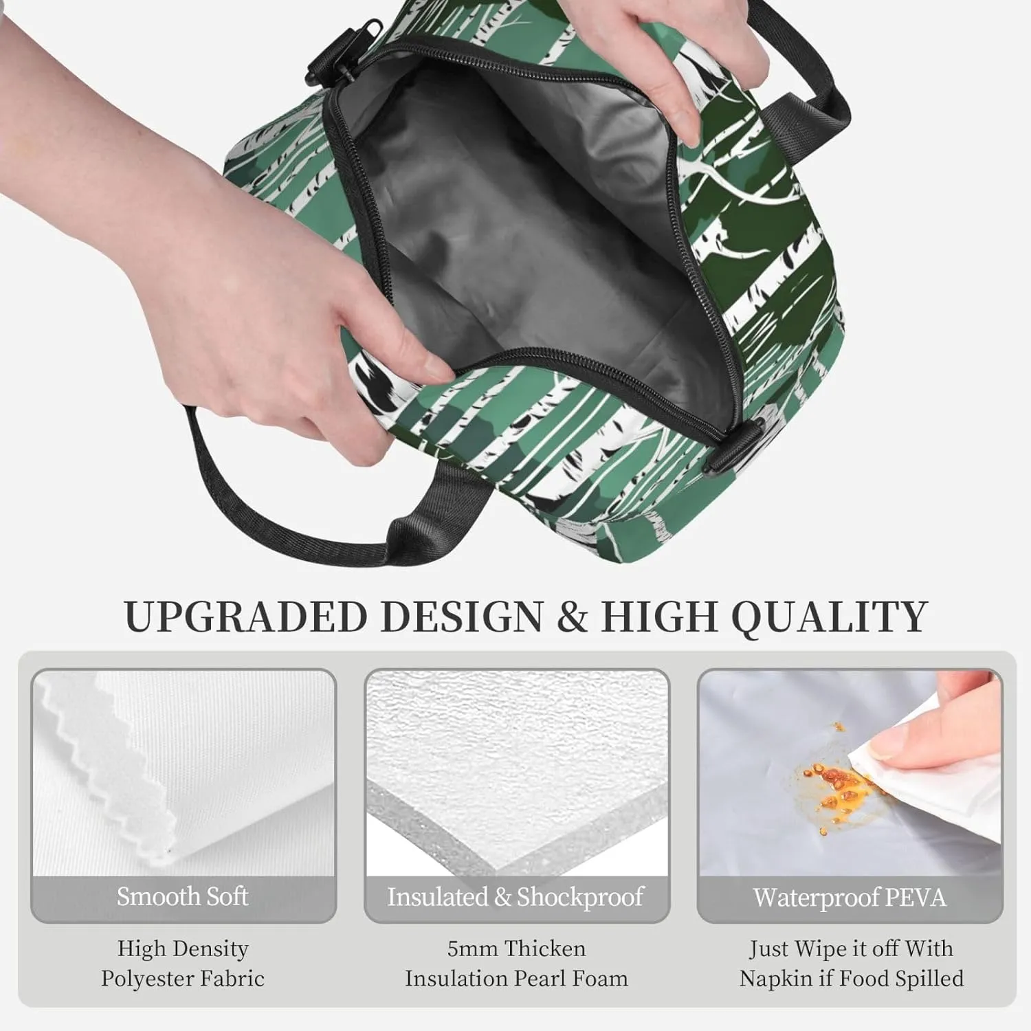Birch Trees Insulated Lunch Box Lunch Bag For Women Men Adult Size Reusable For Work Travel Outings