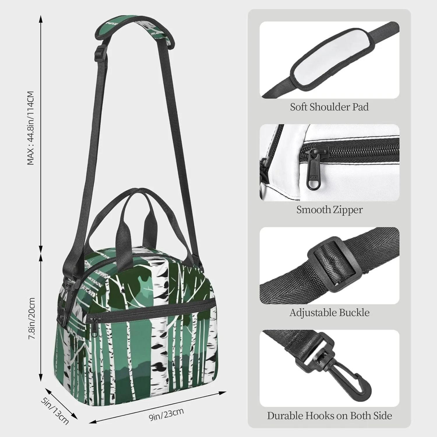 Birch Trees Insulated Lunch Box Lunch Bag For Women Men Adult Size Reusable For Work Travel Outings