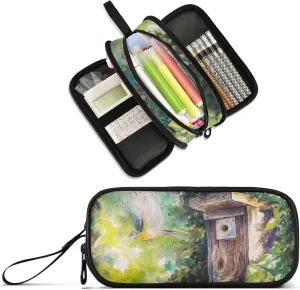 Bird Large Capacity Pencil Case Pencil Pouch Office School Large Storage Pen Bag 3 Compartment pencil box for Adults School Teen Girl Boy Men Women