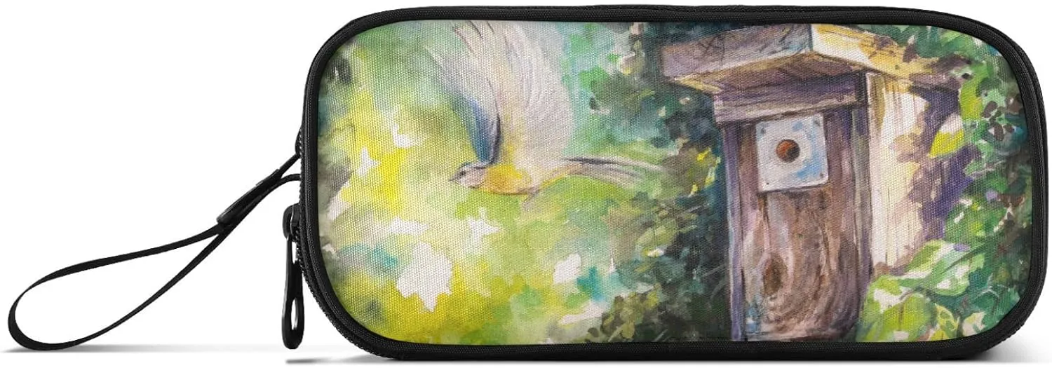 Bird Large Capacity Pencil Case Pencil Pouch Office School Large Storage Pen Bag 3 Compartment pencil box for Adults School Teen Girl Boy Men Women