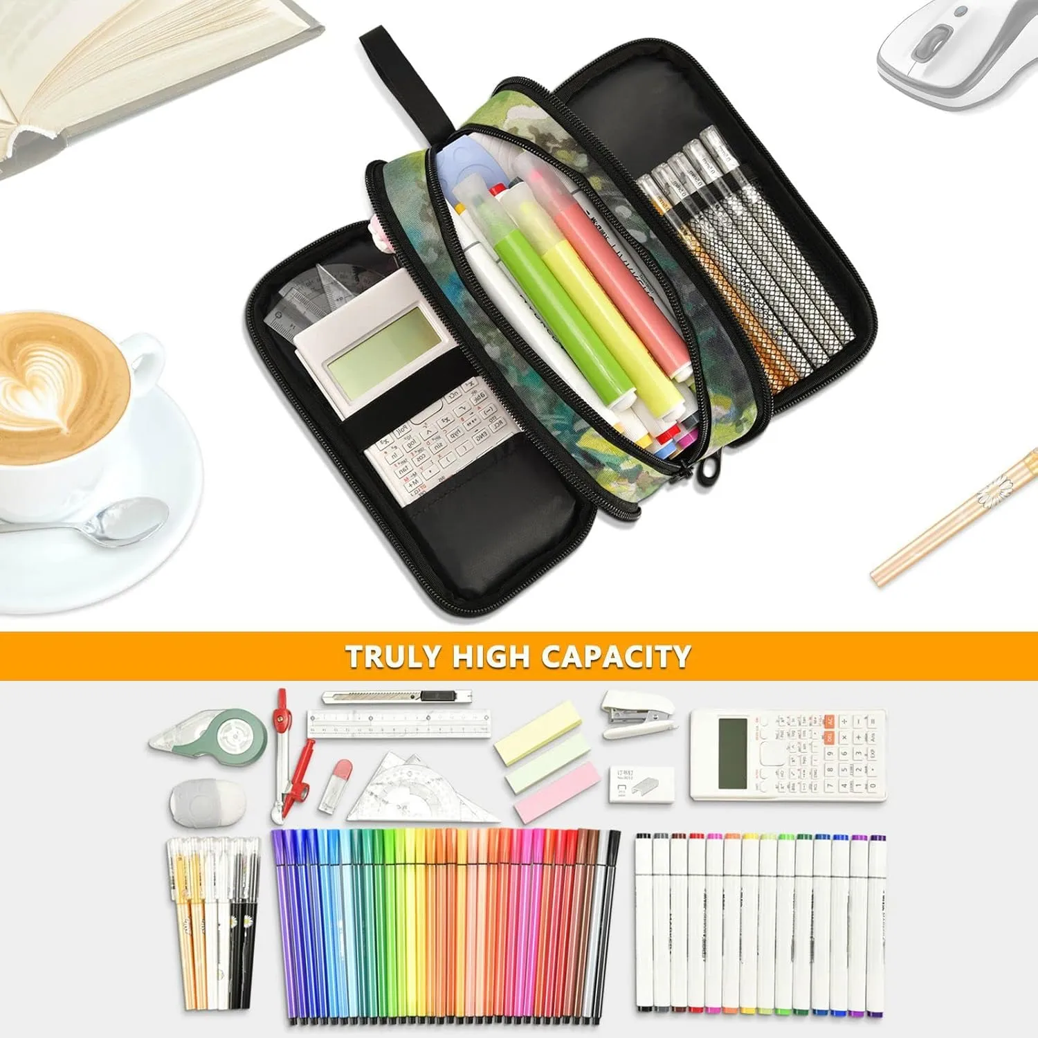 Bird Large Capacity Pencil Case Pencil Pouch Office School Large Storage Pen Bag 3 Compartment pencil box for Adults School Teen Girl Boy Men Women