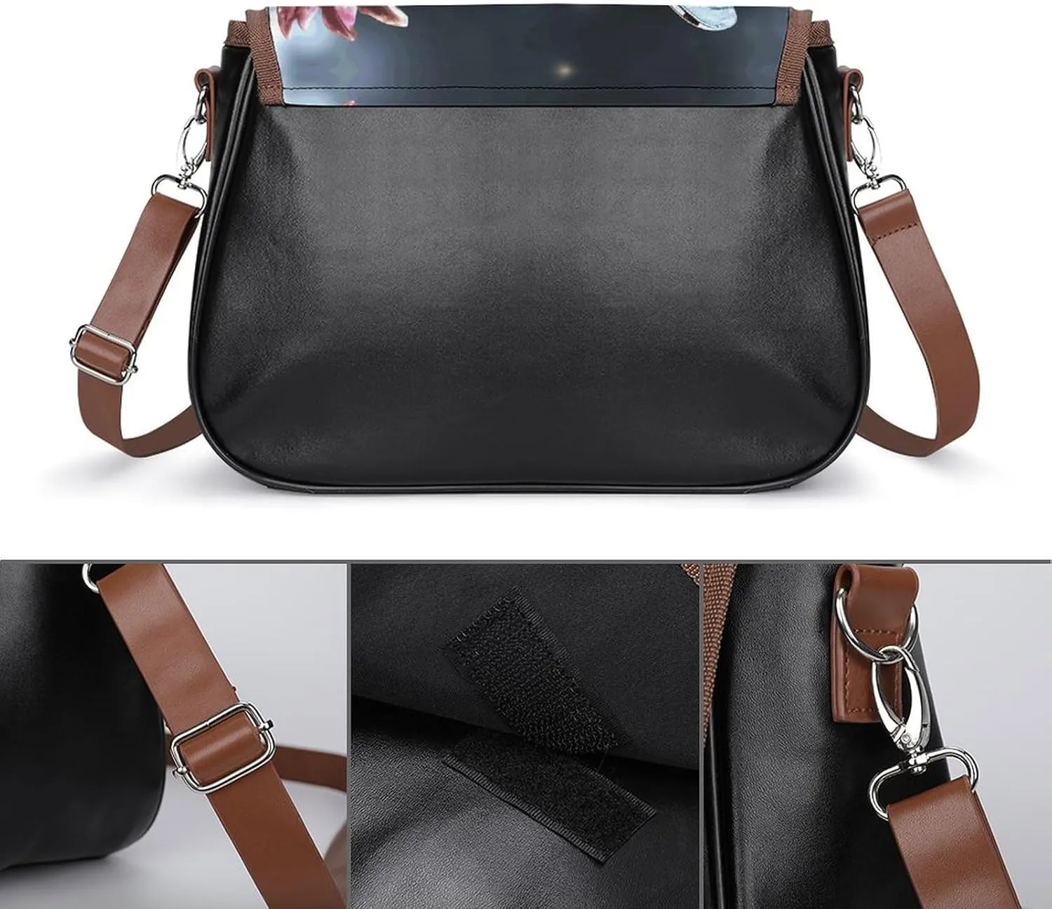 Black And White Cow Print Crossbody Bags for Women Travel Shoulder Bag Small Leather Cross Body Handbags