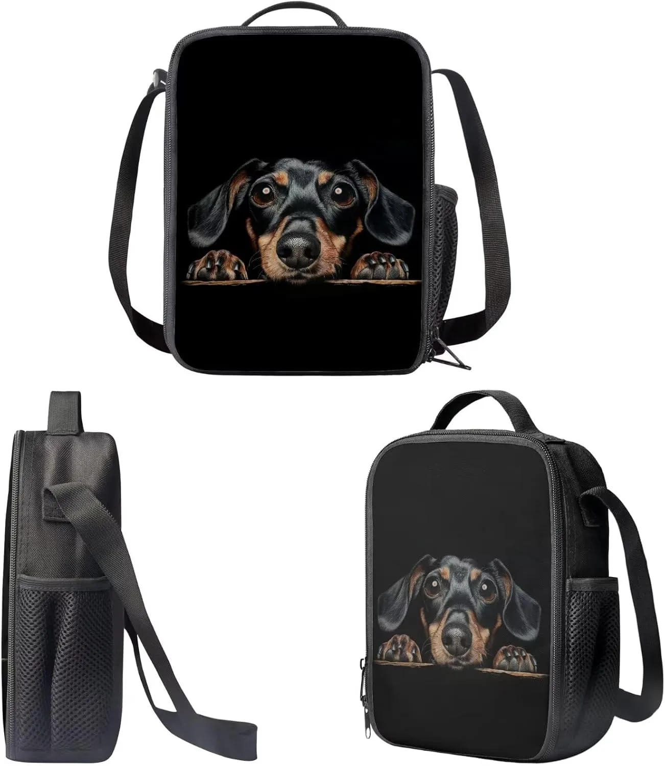 Black Dog Kids Backpack Set with Lunch Box and Pencil Case 3 Piece School Book Bags