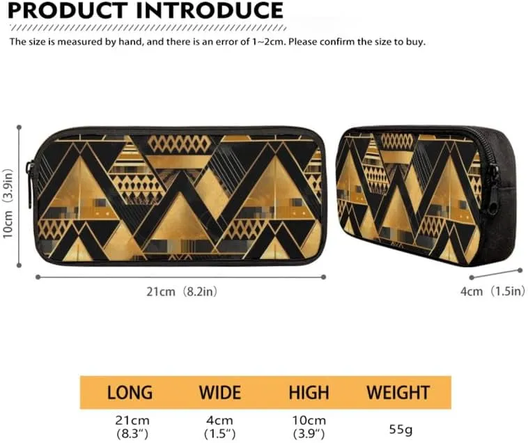 Black Gold Geometry 3Pcs Backpack with Insulated Lunch Bag Pencil Box Modern Minimalist Art Elementary Students Bookbag Triangle Lines Stripes Large Capacity Backpack Set