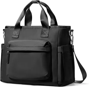 Black Lunch Box For Women Men Lunch Bag Women Insulated Lunch Bag Large Lunch Tote Bags For Work Reusable Cute Lunch Bags Waterproof Leakproof Cooler Bag Lunchbox For Adults With Shoulder Strap