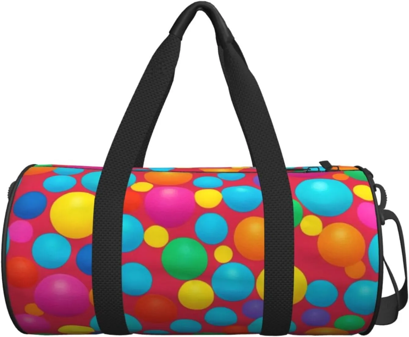 Blue Polka Dot Pattern Printed Travel Bag,Round Personal Item Storage bag,Foldie Duffel Bag for Traveling Vacation,Fitness,Sports