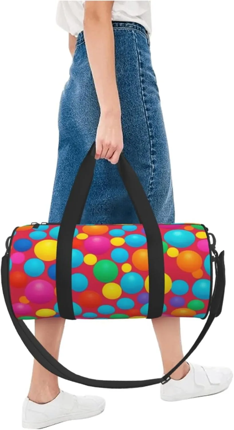 Blue Polka Dot Pattern Printed Travel Bag,Round Personal Item Storage bag,Foldie Duffel Bag for Traveling Vacation,Fitness,Sports
