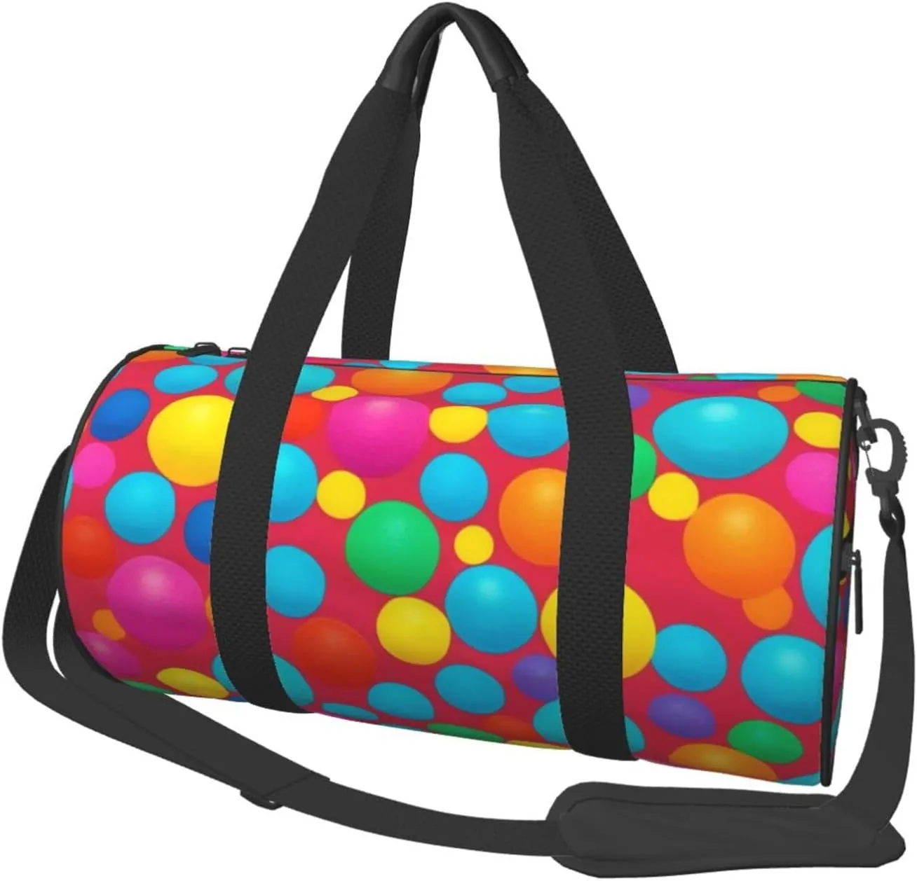Blue Polka Dot Pattern Printed Travel Bag,Round Personal Item Storage bag,Foldie Duffel Bag for Traveling Vacation,Fitness,Sports