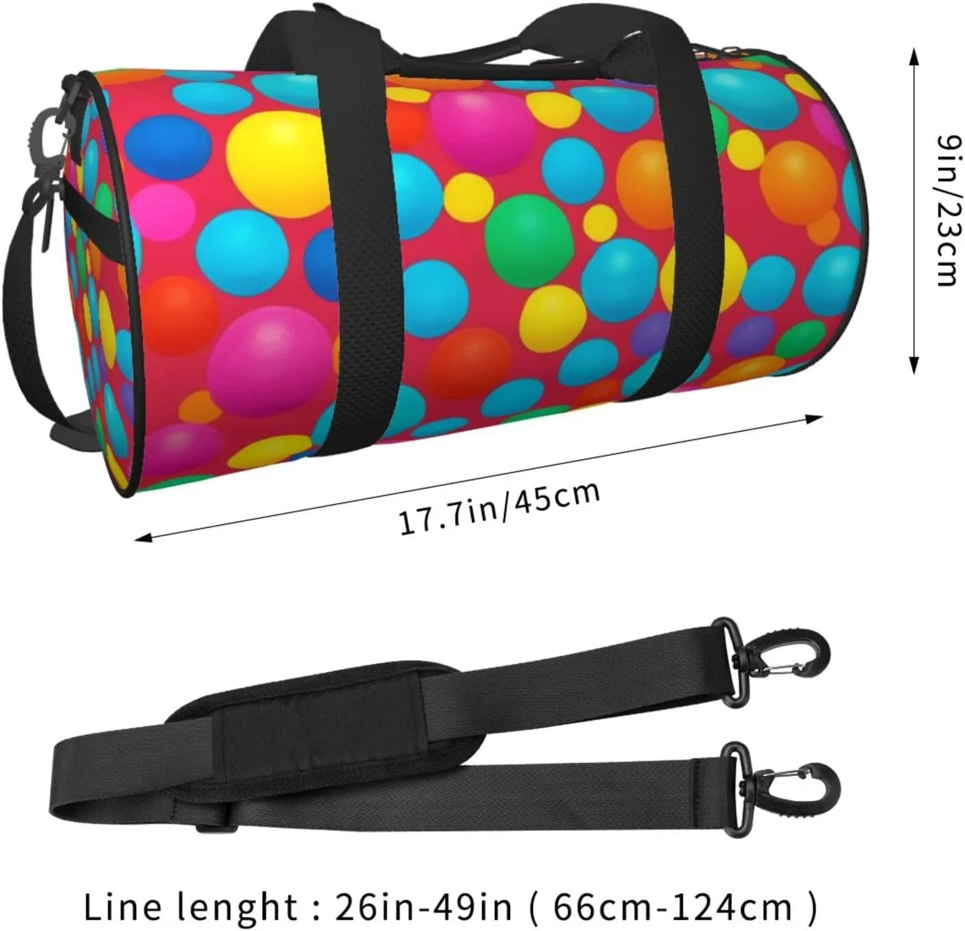 Blue Polka Dot Pattern Printed Travel Bag,Round Personal Item Storage bag,Foldie Duffel Bag for Traveling Vacation,Fitness,Sports