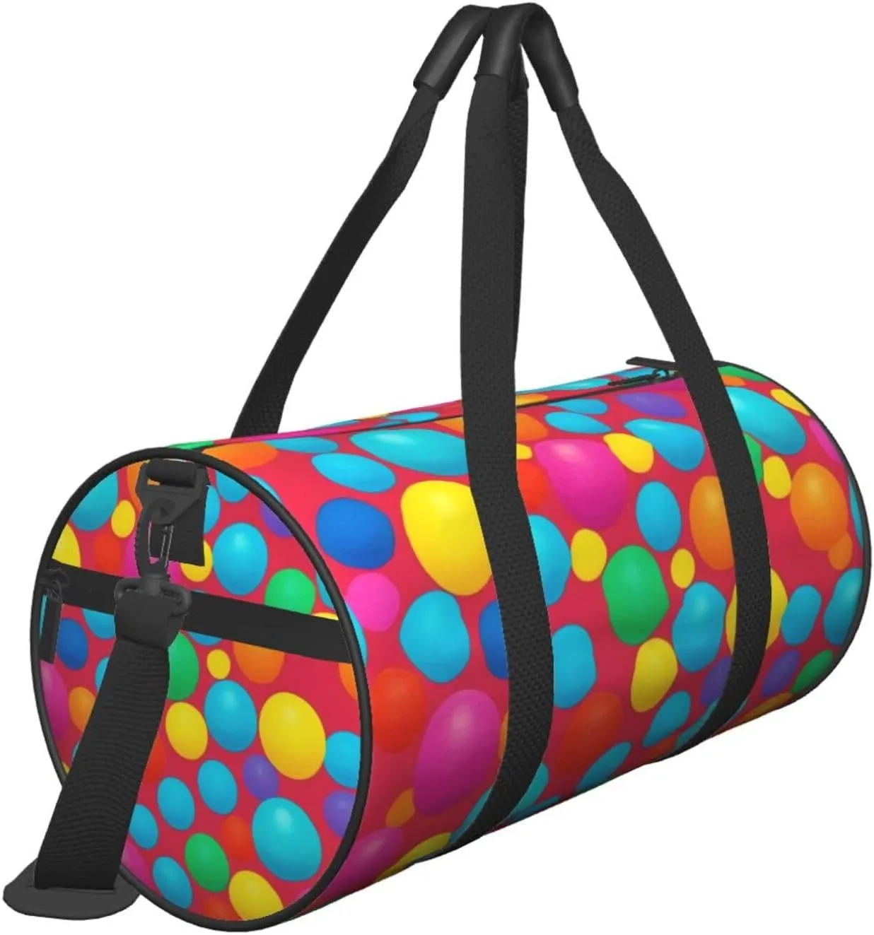 Blue Polka Dot Pattern Printed Travel Bag,Round Personal Item Storage bag,Foldie Duffel Bag for Traveling Vacation,Fitness,Sports