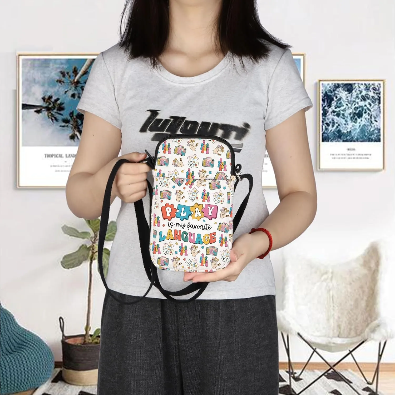 BLUPARK Play Is My Favorite Language Crossbody Bag SLP Gift Speech Therapy Crossbody Bag ASL Gift Play Language Crossbody Bag