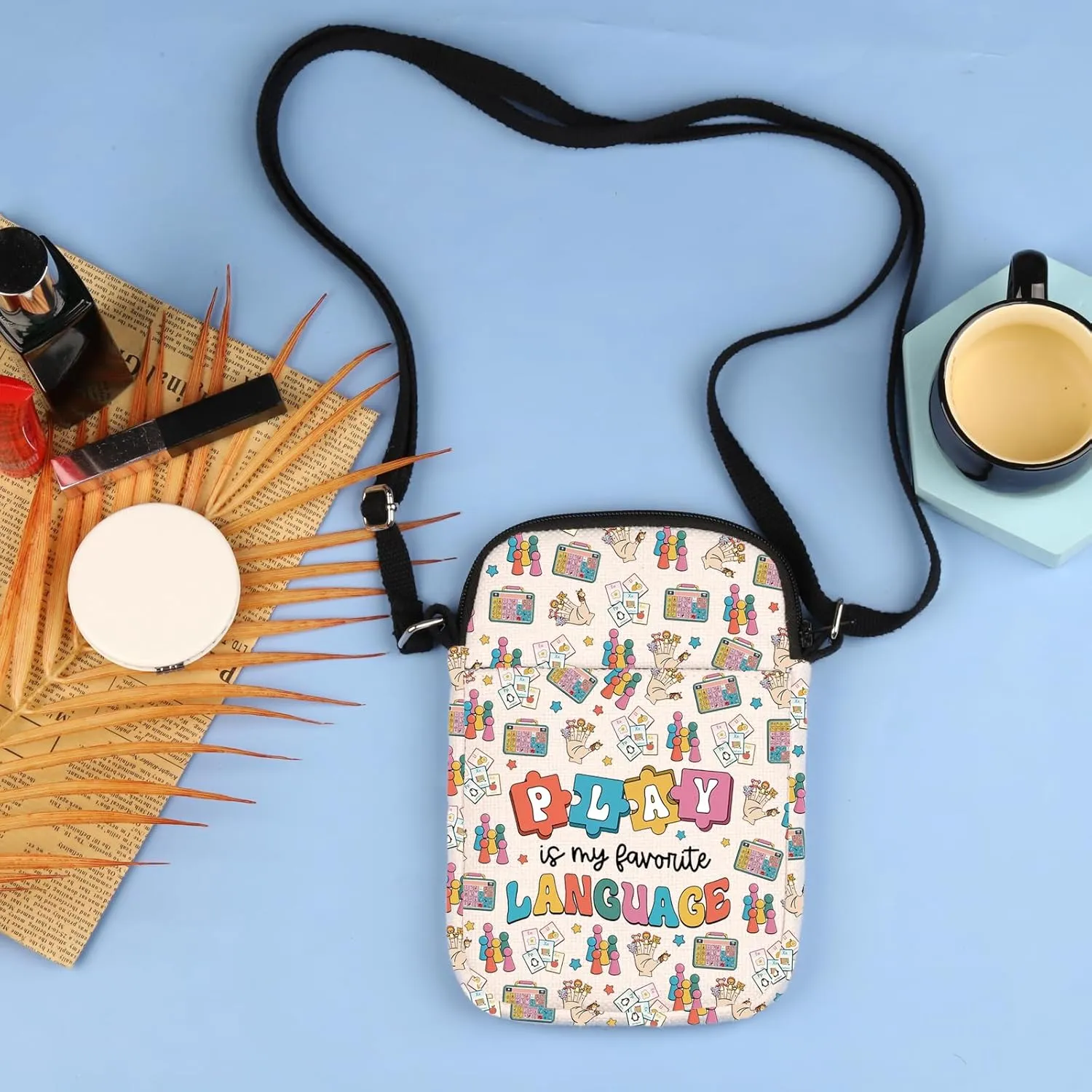 BLUPARK Play Is My Favorite Language Crossbody Bag SLP Gift Speech Therapy Crossbody Bag ASL Gift Play Language Crossbody Bag