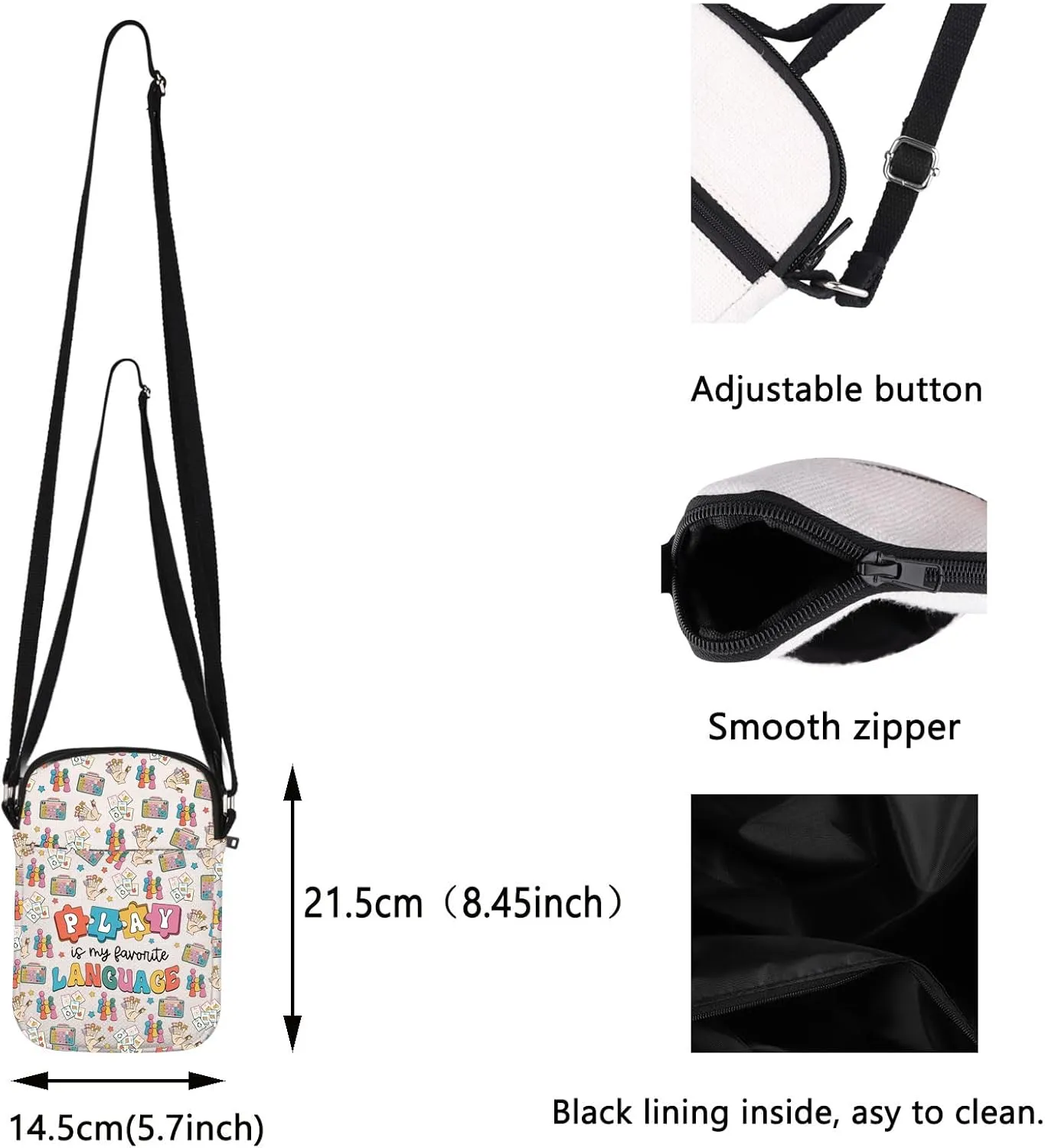 BLUPARK Play Is My Favorite Language Crossbody Bag SLP Gift Speech Therapy Crossbody Bag ASL Gift Play Language Crossbody Bag