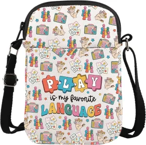 BLUPARK Play Is My Favorite Language Crossbody Bag SLP Gift Speech Therapy Crossbody Bag ASL Gift Play Language Crossbody Bag