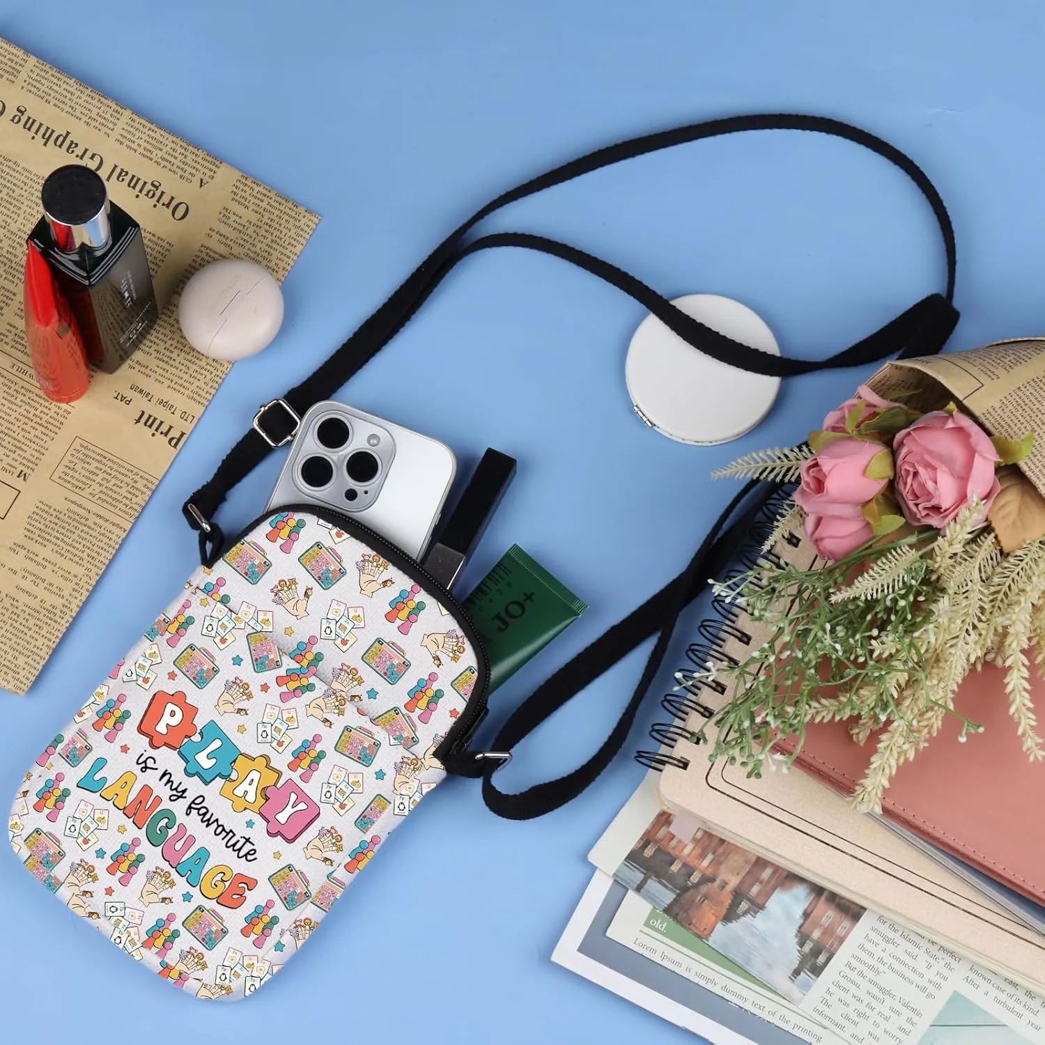 BLUPARK Play Is My Favorite Language Crossbody Bag SLP Gift Speech Therapy Crossbody Bag ASL Gift Play Language Crossbody Bag