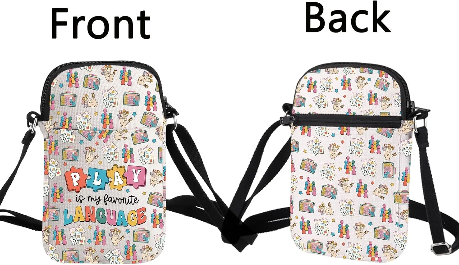 BLUPARK Play Is My Favorite Language Crossbody Bag SLP Gift Speech Therapy Crossbody Bag ASL Gift Play Language Crossbody Bag