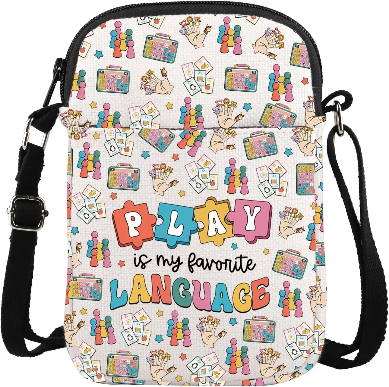BLUPARK Play Is My Favorite Language Crossbody Bag SLP Gift Speech Therapy Crossbody Bag ASL Gift Play Language Crossbody Bag