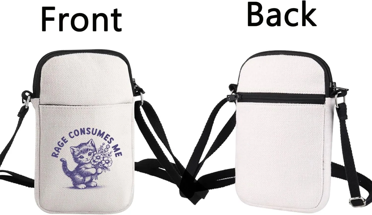BLUPARK Rage Consumes Me Crossbody Bag Weirdcore Gift Funny Hilarious Kitten Meme Shoulder Bag Funny Mental Health Meme Gift